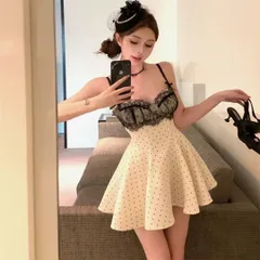 大人かわいいドット柄ミニドレス  結婚式・パーティ用スタイルアップ
