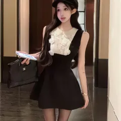 白襟 ミニ丈レースワンピース★清楚系パーティードレス