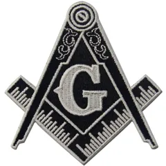 フリーメーソンのロゴ刺繍入りアイロン貼り付け/縫い付けワッペン黒と白