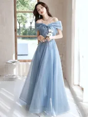 爽やかエレガント ロングドレス　パーティー用　シルエット美人