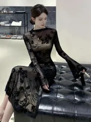 シースルー　マーメイド　ロング花柄ワンピース 結婚式 パーティー