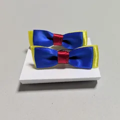 ♢ハンドメイド♢リボンヘアクリップ　赤、青、黄