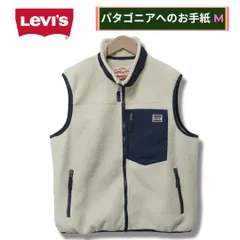 リーバイス Levi’s フリース ベスト L クリーム ロゴ刺繍 美品 パタゴニア Patagonia レトロX 風 デザイン ストリート Y2K オーバーサイズ ビッグシルエット 古着 C361