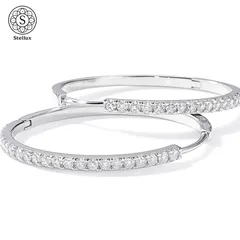 モアサナイト フープピアス 2cm【VVS1/Dカラー】S925刻印 シルバー925 18Kホワイトゴールド仕上げ GRA鑑定書付き ユニセックス メンズ レディース 高級感 上品 ダイヤモンドテスター反応済 ジュエリー Stellux