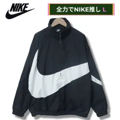 ナイキ NIKE ナイロンジャケット L ブラック ビッグロゴ ロゴ刺繍 スウッシュ 90s オーバーサイズ ビッグシルエット ストリート Y2K スポーツミックス ウィンドランナー 古着 C761