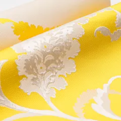 【お仕立て付き】新品　本場筑前博多織　紋八寸　洋花繻朱子文様　葉紋　黄