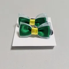 ♢ハンドメイド♢リボンヘアクリップ　黄、緑、水色