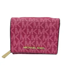MICHAEL KORS(マイケルコース) 3つ折り財布 - ダークピンク×ピンク ラウンドファスナー/パスケース付き