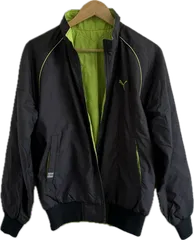 Z1590【美品】PUMAプーマ　ジャンパーアウター　リバーシブル　グレーグリーン　メンズ　Mサイズ