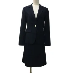 エヌラインプレシャス n line precious セットアップ スーツ ジャケット シングル テーラード 長袖 スカート フレア 膝丈 ウール 無地 5 紺 ネイビー