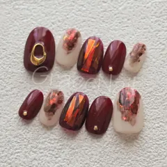 No.2086 現品販売！ネイルチップ　レッド/ニュアンス