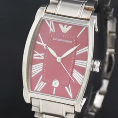 QZ エンポリオアルマーニ AR-0928 赤文字盤 デイト レディース腕時計 2000000 NSK KRK