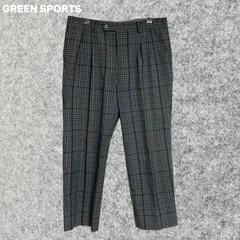 GREEN SPORTS グレー系チェック プリーツ入りスラックス Mサイズ