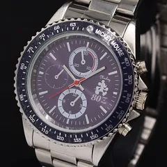 箱付 稼働  良品 ディズニー ミッキーマウス生誕80周年記念 クロノグラフ スワロフスキー QZ 紫文字盤 メンズ腕時計 2000000 NSK MST