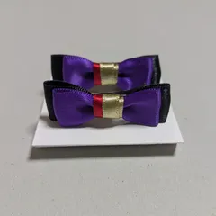 ♢ハンドメイド♢リボンヘアクリップ　金、紫、黒