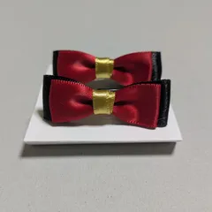 ♢ハンドメイド♢リボンヘアクリップ　金、赤、黒