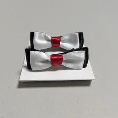 ♢ハンドメイド♢リボンヘアクリップ　赤、白、黒