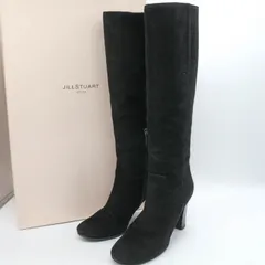 ジルスチュアート ロングブーツ 本革 スエードレザー ハイヒール ブランド 靴 日本製 黒 レディース 24サイズ ブラック JILLSTUART 【中古】