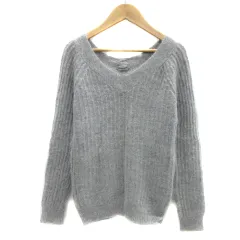 プロポーション ボディドレッシング PROPORTION BODY DRESSING ニット セーター 長袖 Vネック 無地 リボン アンゴラ混 2 グレー /YS20 ■MO