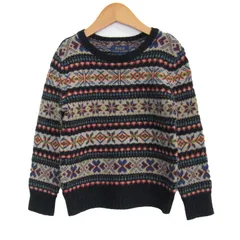 ポロラルフローレン ニット セーター 長袖 ウール混 トップス キッズ 男の子用 6サイズ ネイビー×グレー POLO RALPH LAUREN 【中古】