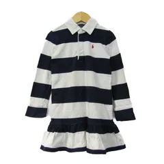 ポロラルフローレン ポロワンピース 長袖 コットン トップス 白 キッズ 女の子用 6サイズ ホワイト×ネイビー POLO RALPH LAUREN 【中古】