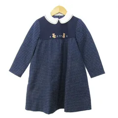 ファミリア ワンピース 長袖 ウール混 入園 卒園 セレモニー ブランド トップス キッズ 女の子用 110サイズ ネイビー Familiar 【中古】