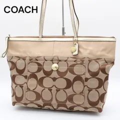 【美品】COACH シグネチャー トートバッグ キャンバス ブラウン 肩掛け