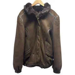 ムートンジャケット コート レザー リアルファー 毛皮 リバーシブル ジップアップ ブラウン
