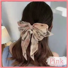 バレッタ リボン 花柄 ホワイト ヘアアクセサリー 白 髪留め 大き目