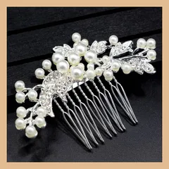 ヘアコーム 髪飾り パール ホワイト フラワー かんざし 留袖 結婚式 和装 洋装