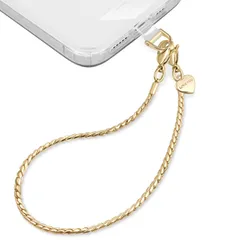 新品 [UKON] スマホストラップ 携帯ストラップ チェーンストラップ 手首 斜め掛け用 金属製 軽量 紛失/落下防止 外出 旅行用 パッチ２枚付き ゴールド Short