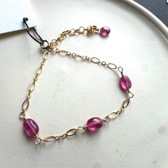 14kgf] 高品質インカローズとエチオピアオパールの天然石ブレスレット