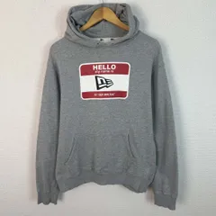 NEW ERA ニューエラ スウェットパーカー プリントロゴ グレー Lサイズ メンズ 古着 ストリート