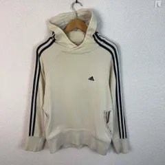 adidas アディダス スウェットパーカー スリーストライプス オフホワイト Mサイズ レディース 古着 スポーツMIX