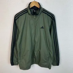 adidas アディダス ウインドブレーカー スリーストライプス アースカラー カーキ Lサイズ メンズ 古着 スポーツMIX　テック系