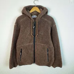 FILA フィラ フリースパーカー ボア アースカラー ブラウン Mサイズ メンズ 古着 ストリート