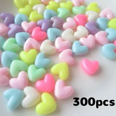 A302【ハート型　ビーズ】約300個入り　プラスチック　アクリル　ハート　カラフル