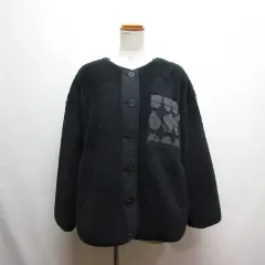 ユニクロ UNIQLO × marimekko マリメッコ フリース カーディガン L 黒 ブラック
