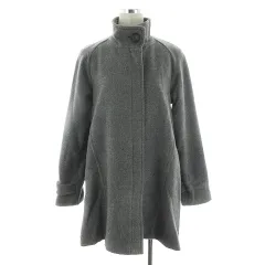 ボッシュ BOSCH ウール コート スタンドカラー 長袖 ロング ジップアップ 厚手 無地 38 グレー アウター
