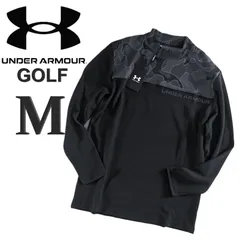 新品 黒 M アンダーアーマー メンズ ゴルフウェア 長袖 モックネック UNDERARMOUR GOLF