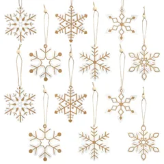装飾 デコレーション 飾り付け インテリア 飾り 飾り オーナメント スノー オーナメント クリスマス ホワイト オシャレ ナチュラル 北欧 24枚セット 雪の結晶 オシャレ 木製 クリスマスツリー LEMESO