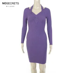 80%OFF 新品 ノーシークレッツ NO SECRETS ワンピース 38 EOP1711 XSサイズ パープル レディース 長袖ワンピース ニットワンピース リブ編み
