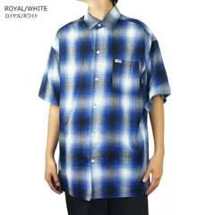 CALTOP キャルトップ カルトップ メンズ 半袖シャツ 2000 OMBRE SHORT SLEEVE SHIRTS オンブレ ショートスリーブシャツ　ロイヤル×ホワイト