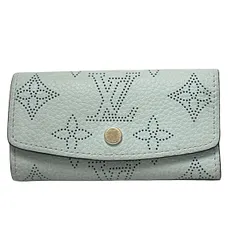 LOUIS VUITTON(ルイヴィトン) キーケース マヒナ ミュルティクレ4 M83504 ミネラルブルー イニシャル刻印 レザー、牛革