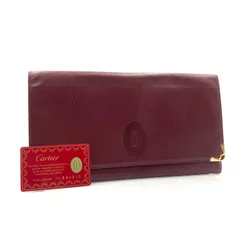 Cartier カルティエ　must de Cartier マストドゥカルティエ　ロゴ型押し　クラッチバッグ　パーティーバッグ　レザー　本革　ボルドー　ゴールド金具　ギャランティーカードあり　レディース　高級　ラグジュアリー　ハイブランド