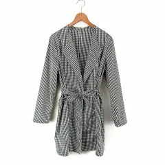 マドモアゼルノンノン mademoiselle NON NON ギンガム チェック 薄手 コート ダウン 黒 白