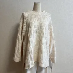 KN3369 ＊5L 大きいサイズ　ケーブル柄ニット、プルオーバーアイボリー