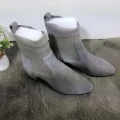 넘넘かわいい新品レディーススウェードニットアンクルブーツ新品レディース230新品