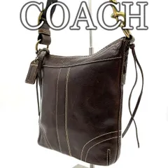 コーチ COACH オールレザー ショルダーバッグ ダークブラウン ヴィンテージ加工 本革 Shoulder Bag All Leather Dark Brown Vintage Style