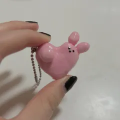 樹脂粘土キーホルダー うさぎハート